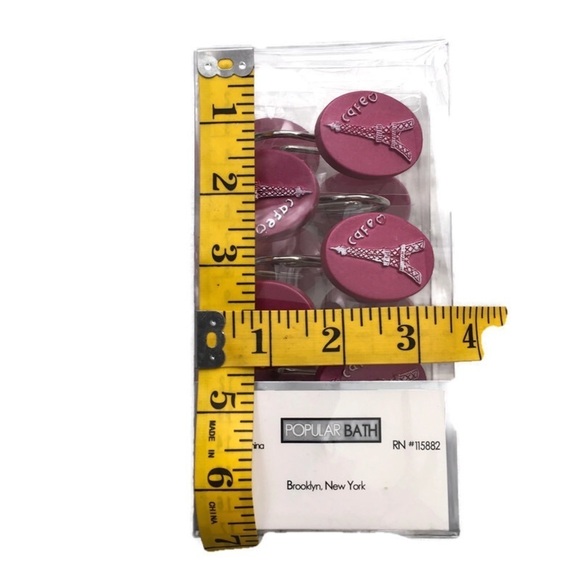 Eiffel Tower Love In Paris French Decor 12 Piece Shower Curtain Hook Set - Picture 3 of 9